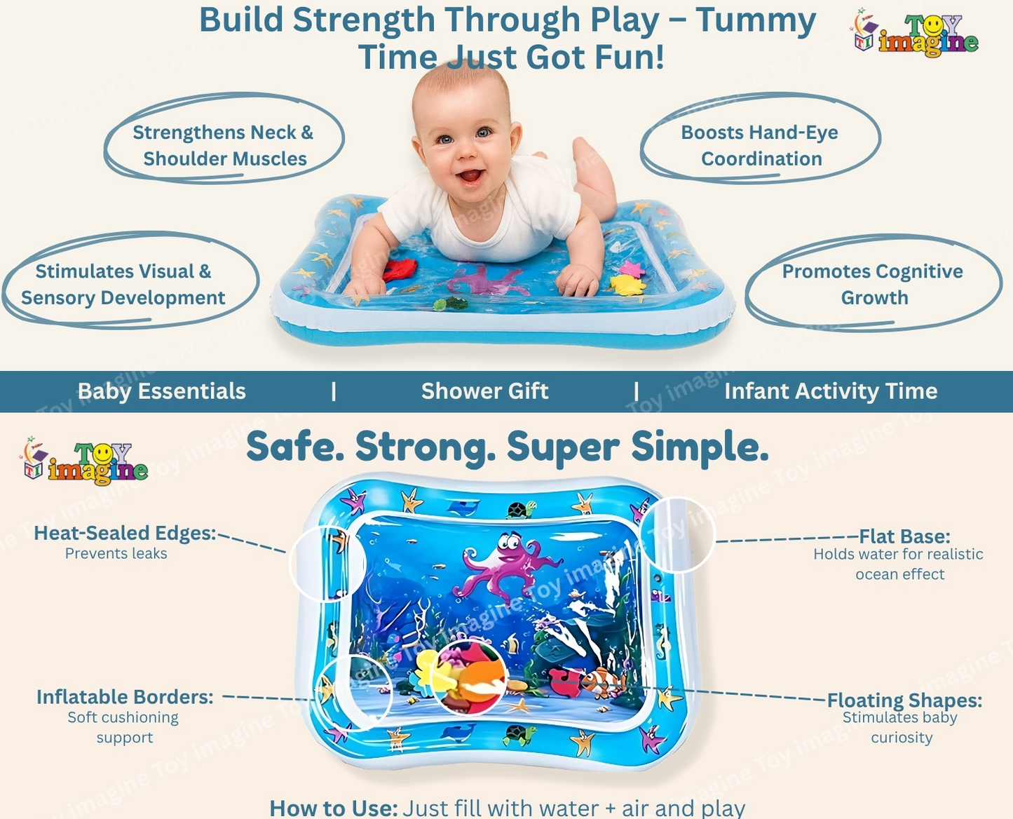 Kiddoro Baby Inflatable Water Play Mat