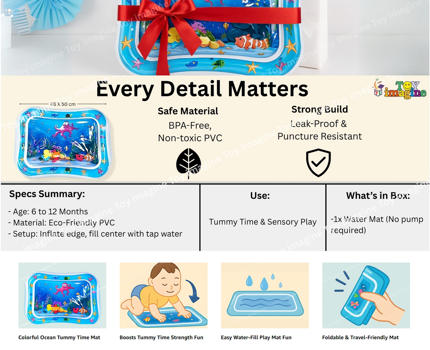 Kiddoro Baby Inflatable Water Play Mat